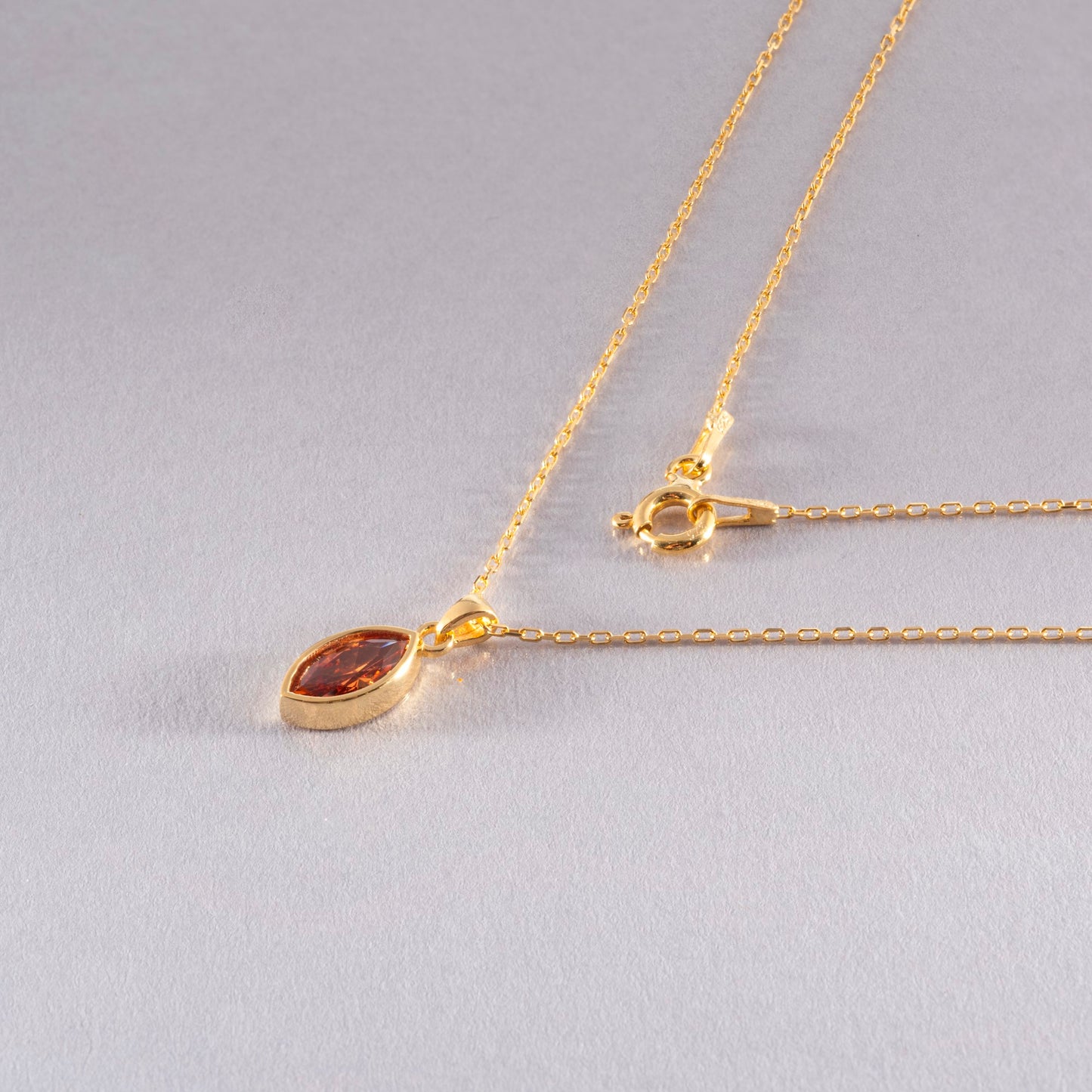 Marquise Cut Citrine Bezel Necklace 14K Solid Gold, November Birthstone Pendant