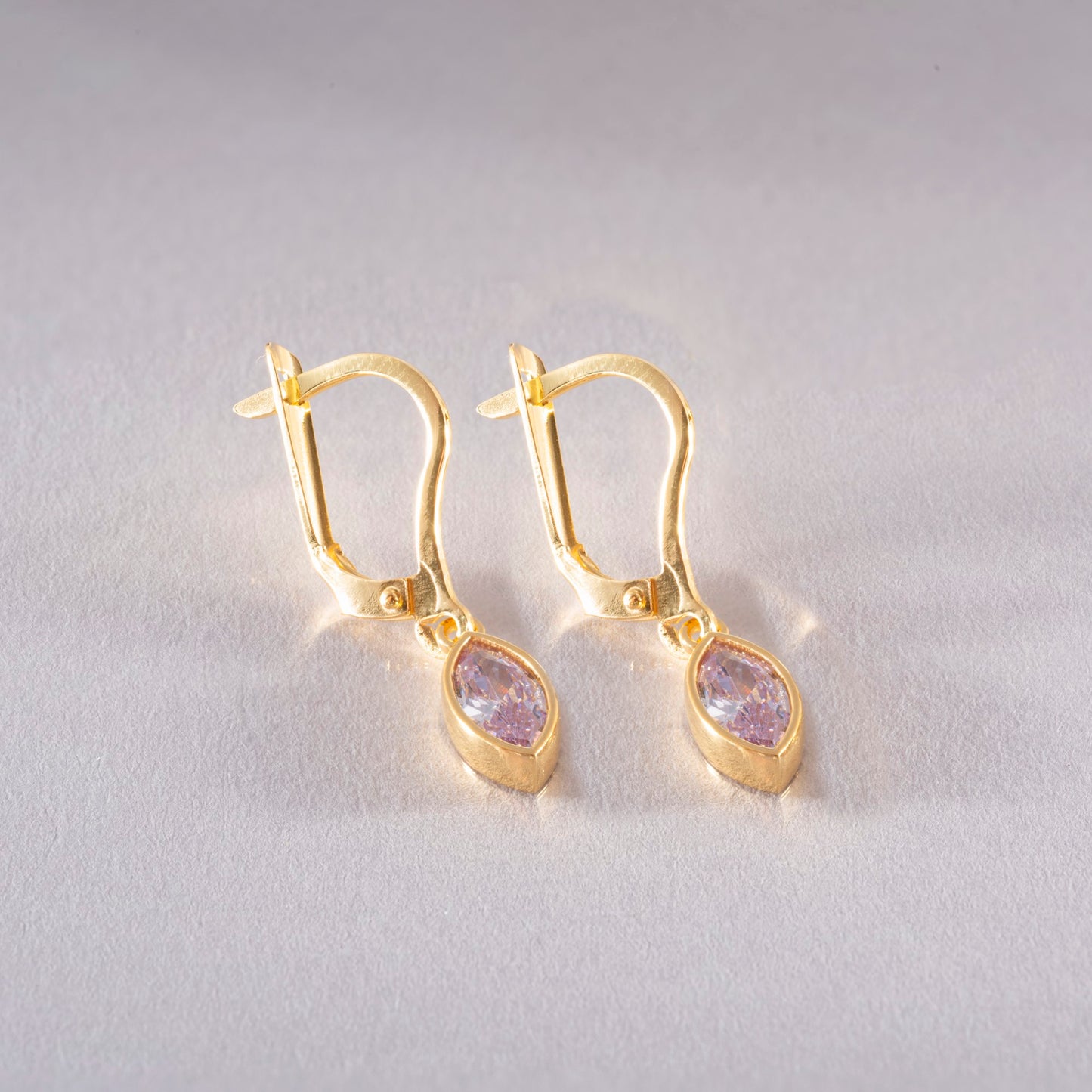 Alexandrite Dangle Earrings Bezel Marquise Cut in 14K Solid Gold, June Birthstone Jewelry