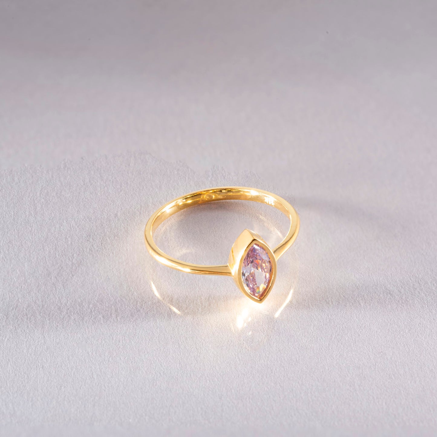 Alexandrite Ring Bezel Marquise Cut in 14K Solid Gold, June Birthstone Jewelry