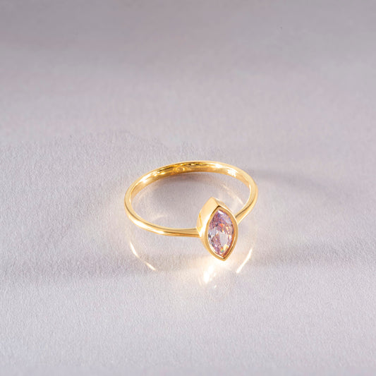 Alexandrite Ring Bezel Marquise Cut in 14K Solid Gold, June Birthstone Jewelry