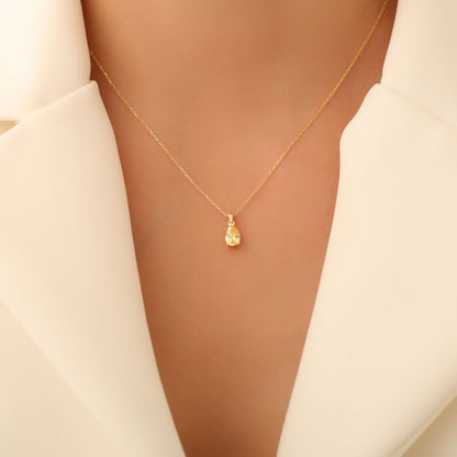 Drop Yellow Topaz Necklace in 14K Solid Gold, Dainty Minimalist Pendant Jewelry