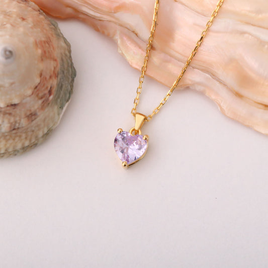 Alexandrite Heart Necklace in 14K Solid Gold | June Birthstone Pendant