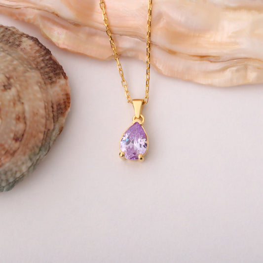 Drop Alexandrite Necklace in 14K Solid Gold, June Birthstone Pendant