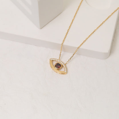 Brown Evil Eye Necklace in 14K Solid Gold with Real Diamonds, Elegant Jewelry