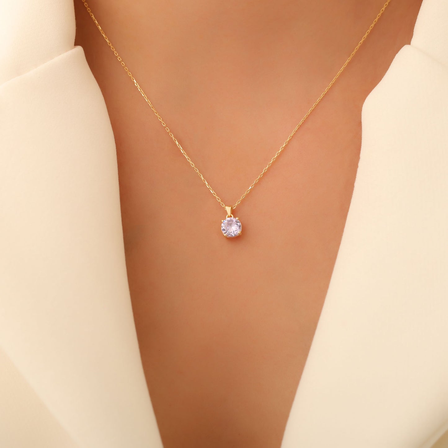 Alexandrite Round Necklace in 14K Solid Gold | June Birthstone Pendant