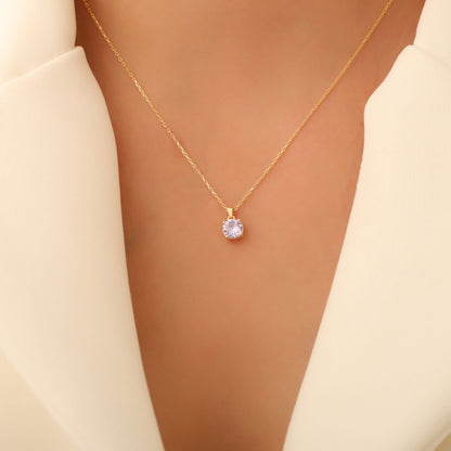 Alexandrite Round Necklace in 14K Solid Gold | June Birthstone Pendant