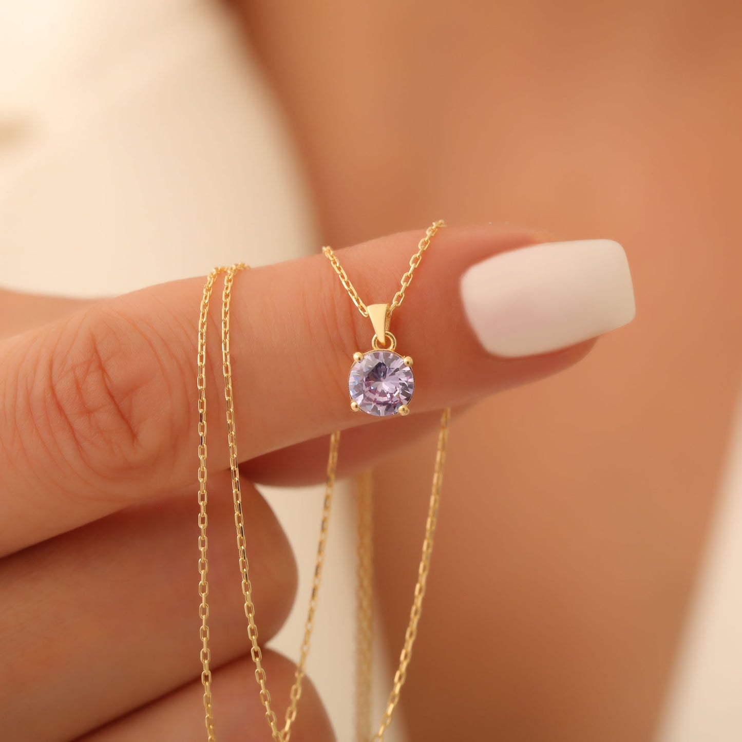 Alexandrite Round Necklace in 14K Solid Gold | June Birthstone Pendant