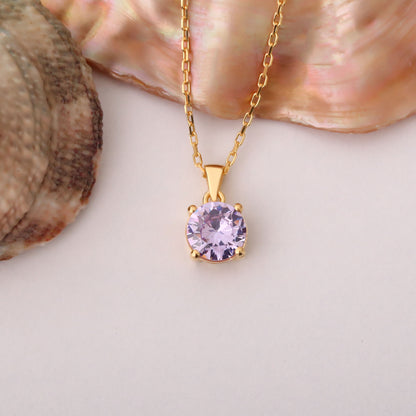 Alexandrite Round Necklace in 14K Solid Gold | June Birthstone Pendant