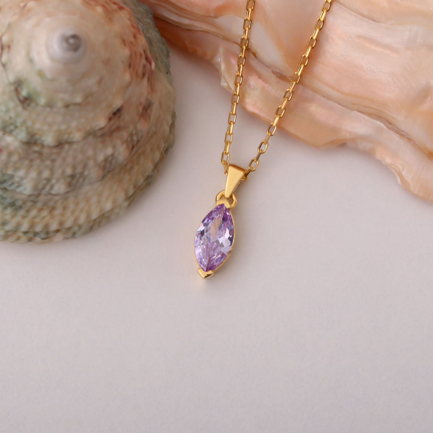 Alexandrite Marquise Necklace in 14K Solid Gold | June Birthstone Pendant