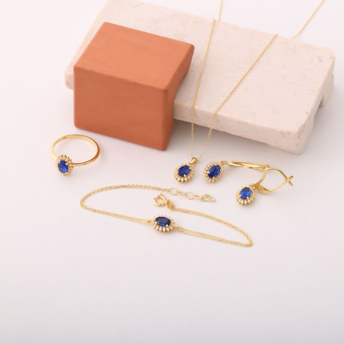 Oval Cut Sapphire Necklace with Real Diamonds, 14K Solid Gold, September Birthstone Pendant