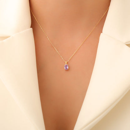 Alexandrite Oval Necklace in 14K Solid Gold | June Birthstone Pendant