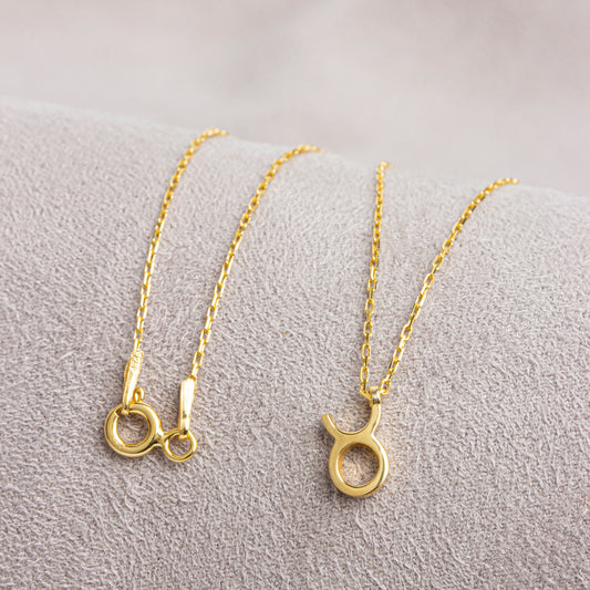 Taurus Zodiac Sign in 14K Solid Gold Necklace | Minimalist Horoscope Symbol