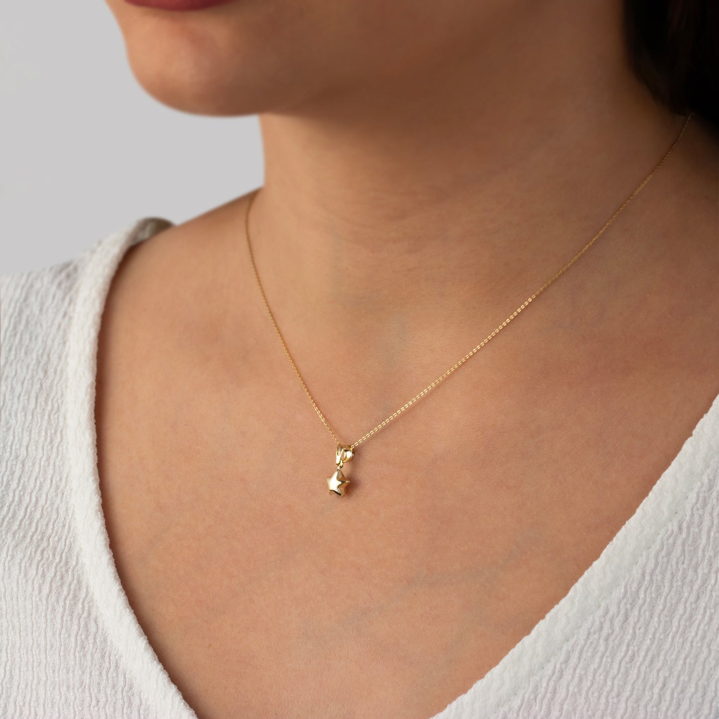 Star Necklace 14K Solid Gold Pendant