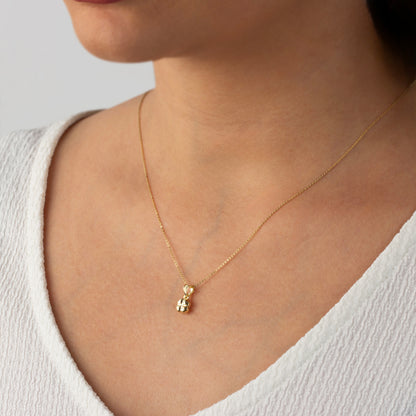 Minimalist Four-Leaf Clover Necklace 14K Solid Gold Pendant