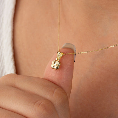 Minimalist Four-Leaf Clover Necklace 14K Solid Gold Pendant