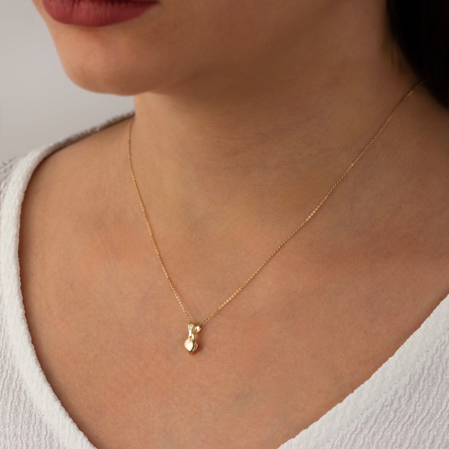 Minimalist Heart Necklace 14K Solid Gold Pendant