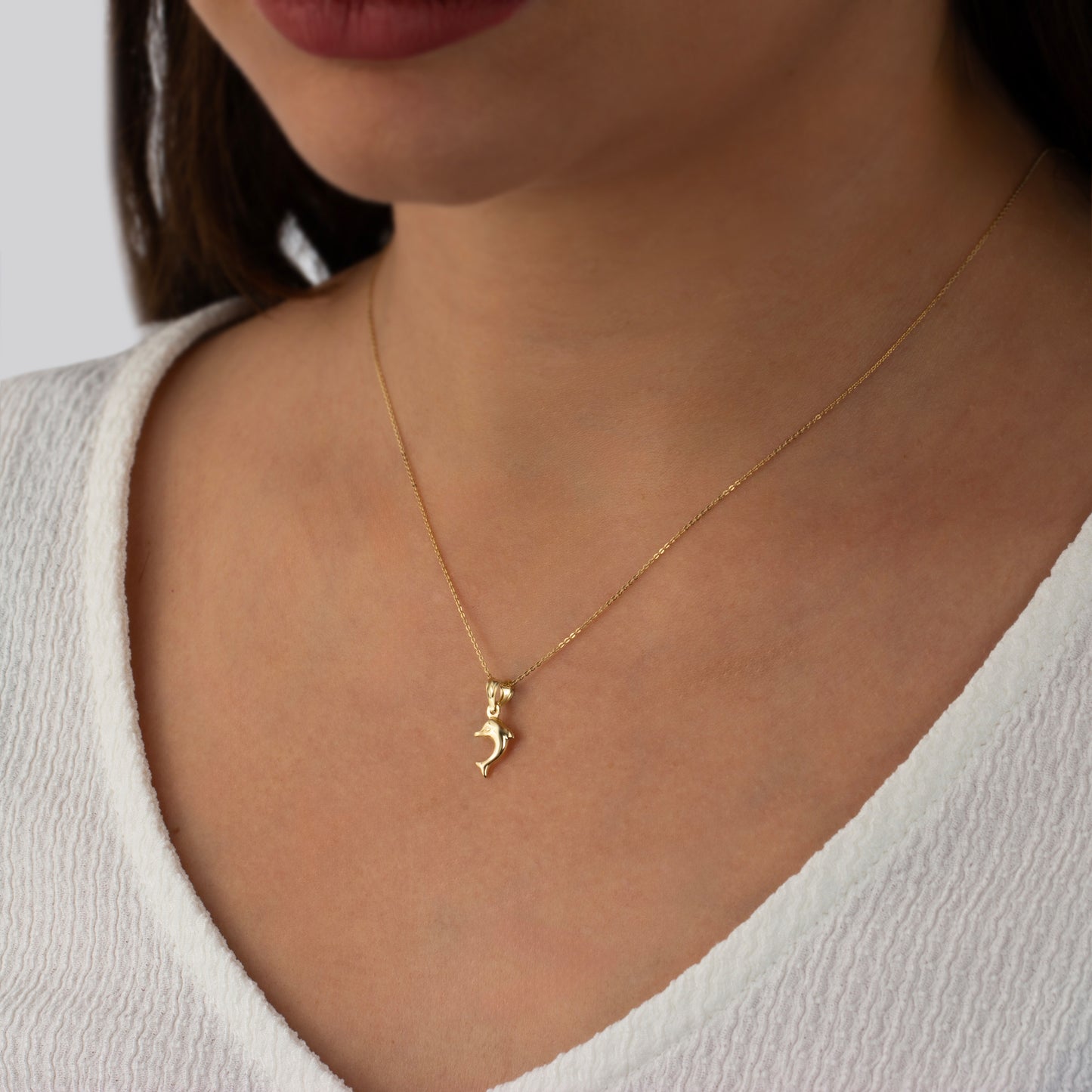 Dolphin Necklace 14K Solid Gold Pendant