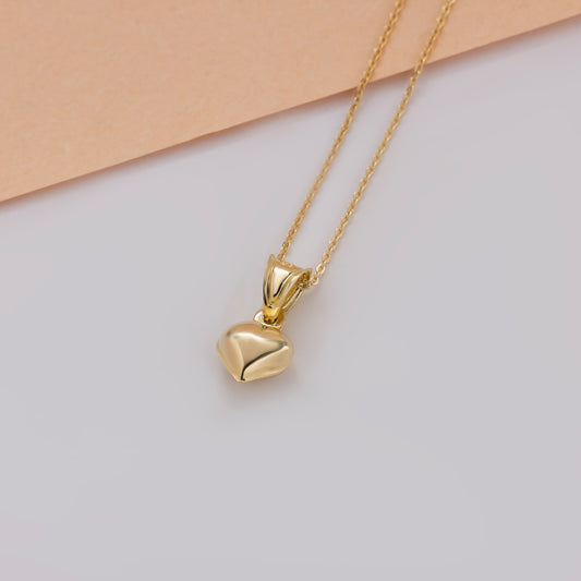 Minimalist Heart Necklace 14K Solid Gold Pendant