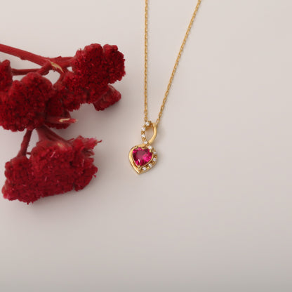 Ruby Infinity Heart Necklace in 14K Solid Gold with Real Diamonds | July Birthstone