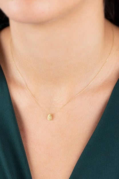 Water Drop Necklace with Real Diamond | 14K Solid Gold