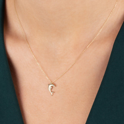 Dolphin Necklace with Real Diamond | 14K Solid Gold