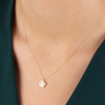 4 Leaf Clover Necklace with Real Diamond | 14K Solid Gold