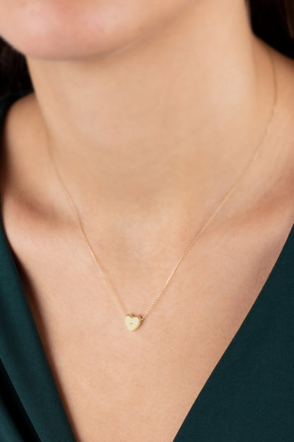 Heart Necklace with Real Diamond | 14K Solid Gold