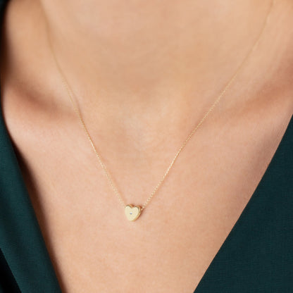 Heart Necklace with Real Diamond | 14K Solid Gold