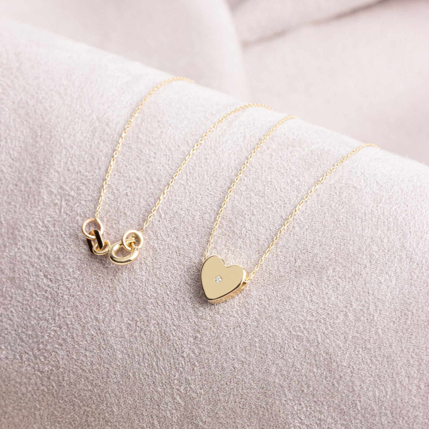 Heart Necklace with Real Diamond | 14K Solid Gold