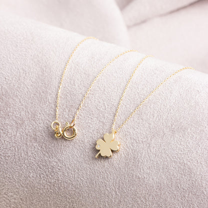 4 Leaf Clover Necklace with Real Diamond | 14K Solid Gold