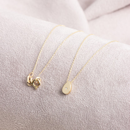 Water Drop Necklace with Real Diamond | 14K Solid Gold