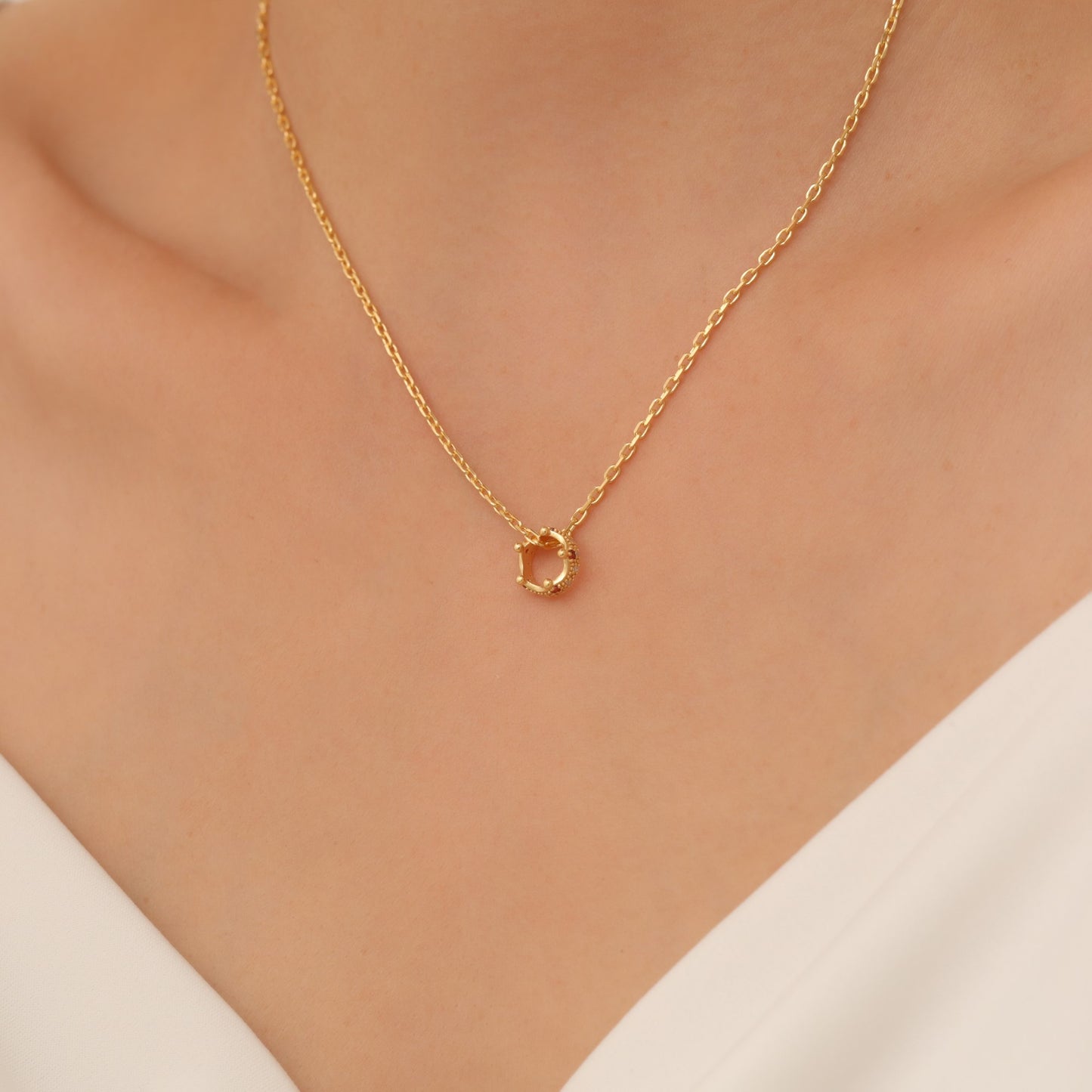 Crown Garnet Necklace in 14K Solid Gold with Real Diamonds | January Birthstone