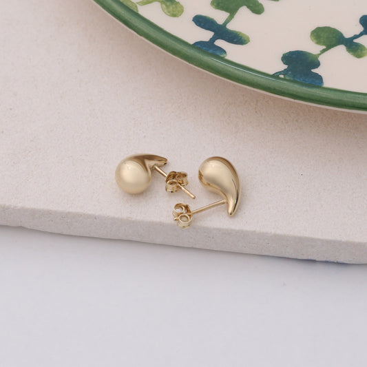 Large Drop Tear Earrings 14K Solid Gold