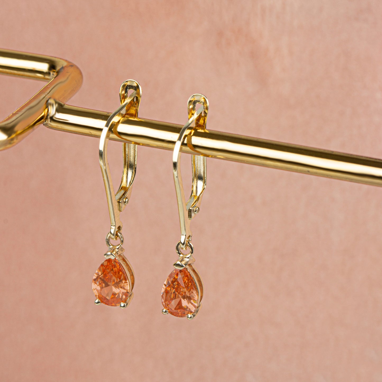 Dangle Drop Citrine Earring 14K Solid Gold, November Birthstone