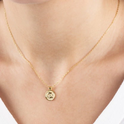 Pisces Zodiac Necklace in 14K Solid Gold | Astrological Pendant