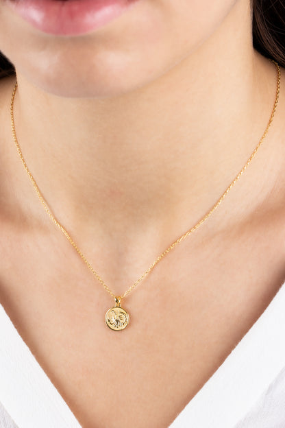 Scorpio Zodiac Necklace in 14K Solid Gold | Astrological Pendant