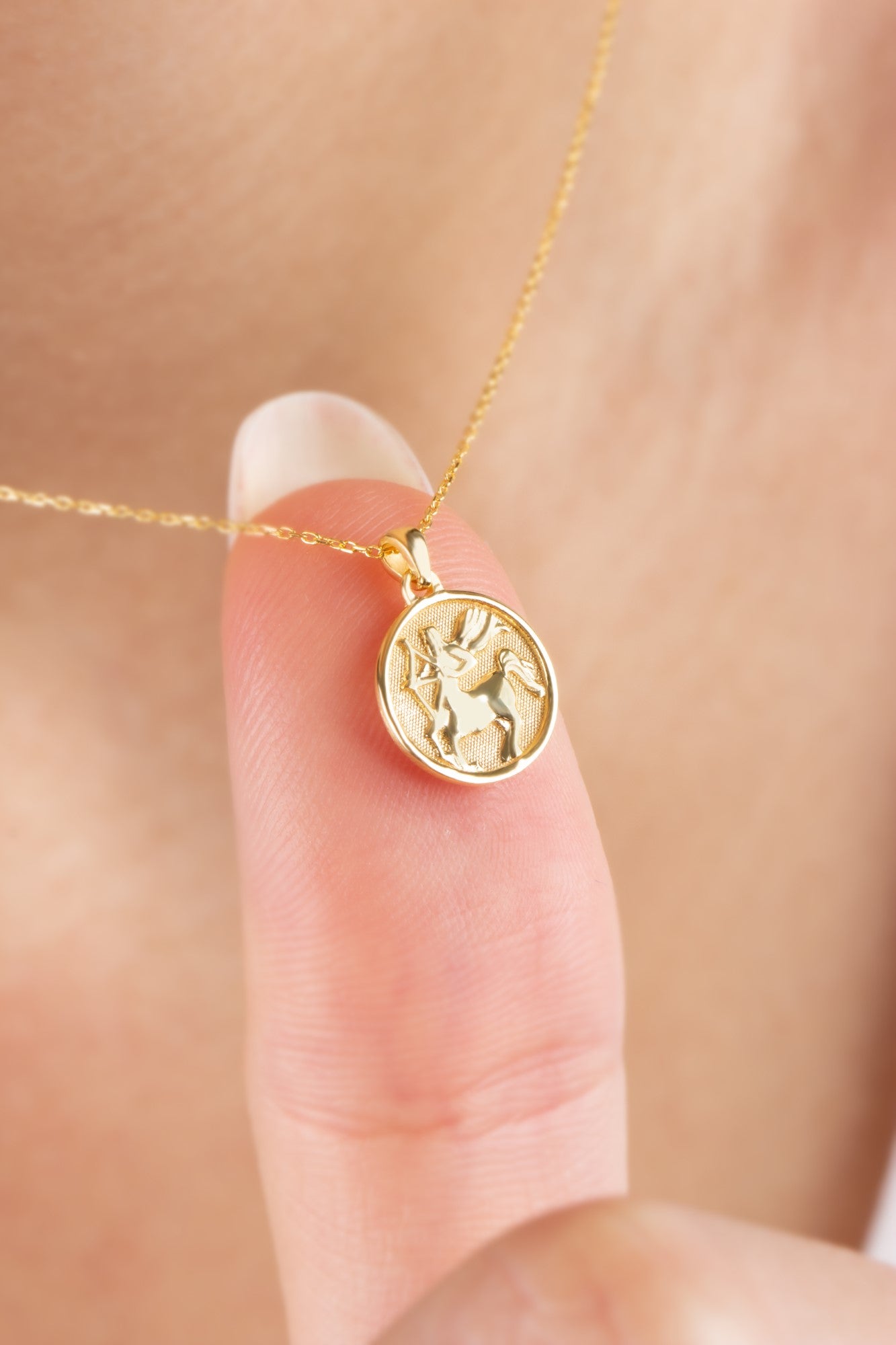 Sagittarius Zodiac Necklace in 14K Solid Gold | Astrological Pendant