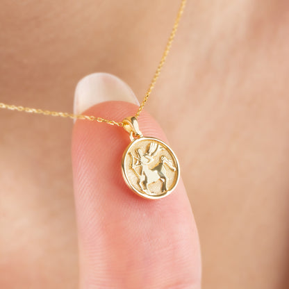 Sagittarius Zodiac Necklace in 14K Solid Gold | Astrological Pendant