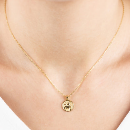 Capricorn Zodiac Necklace in 14K Solid Gold | Astrological Pendant