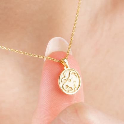 Capricorn Zodiac Necklace in 14K Solid Gold | Astrological Pendant