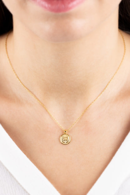 Gemini Zodiac Necklace in 14K Solid Gold | Astrological Pendant