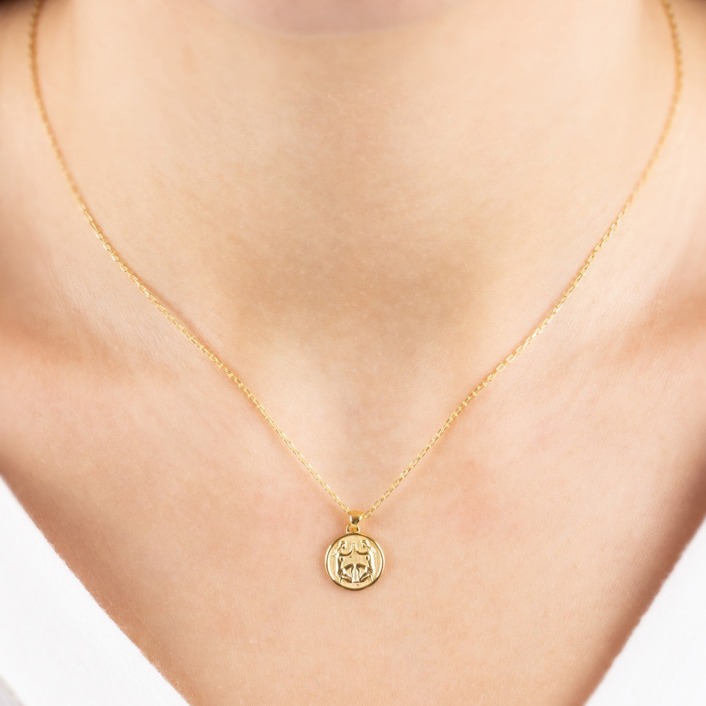 Gemini Zodiac Necklace in 14K Solid Gold | Astrological Pendant