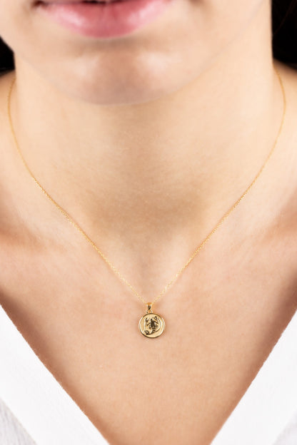 Cancer Zodiac Necklace in 14K Solid Gold | Astrological Pendant