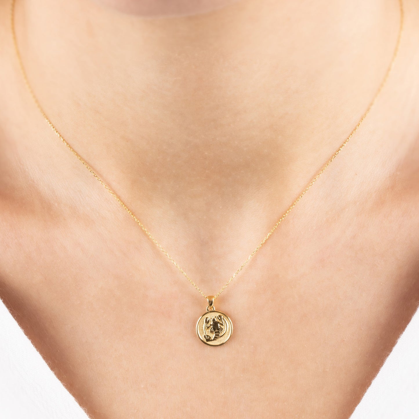 Cancer Zodiac Necklace in 14K Solid Gold | Astrological Pendant