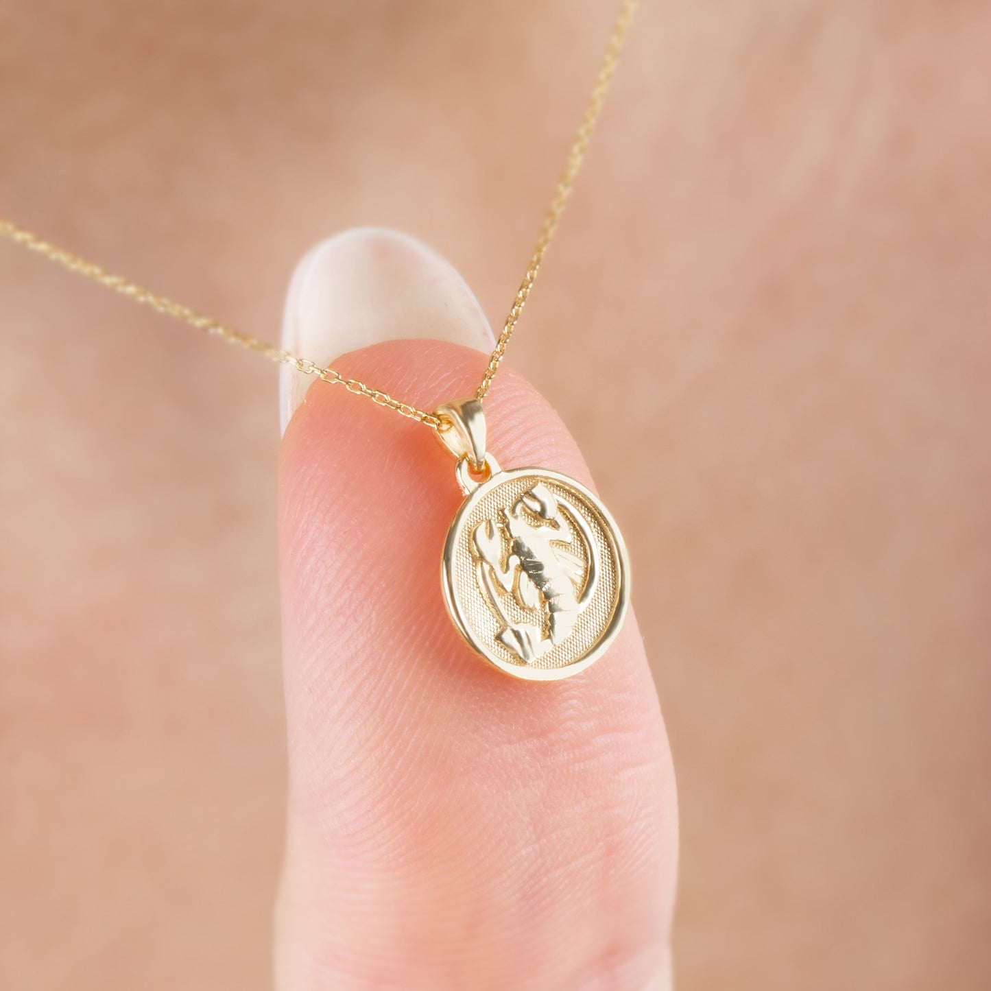 Cancer Zodiac Necklace in 14K Solid Gold | Astrological Pendant