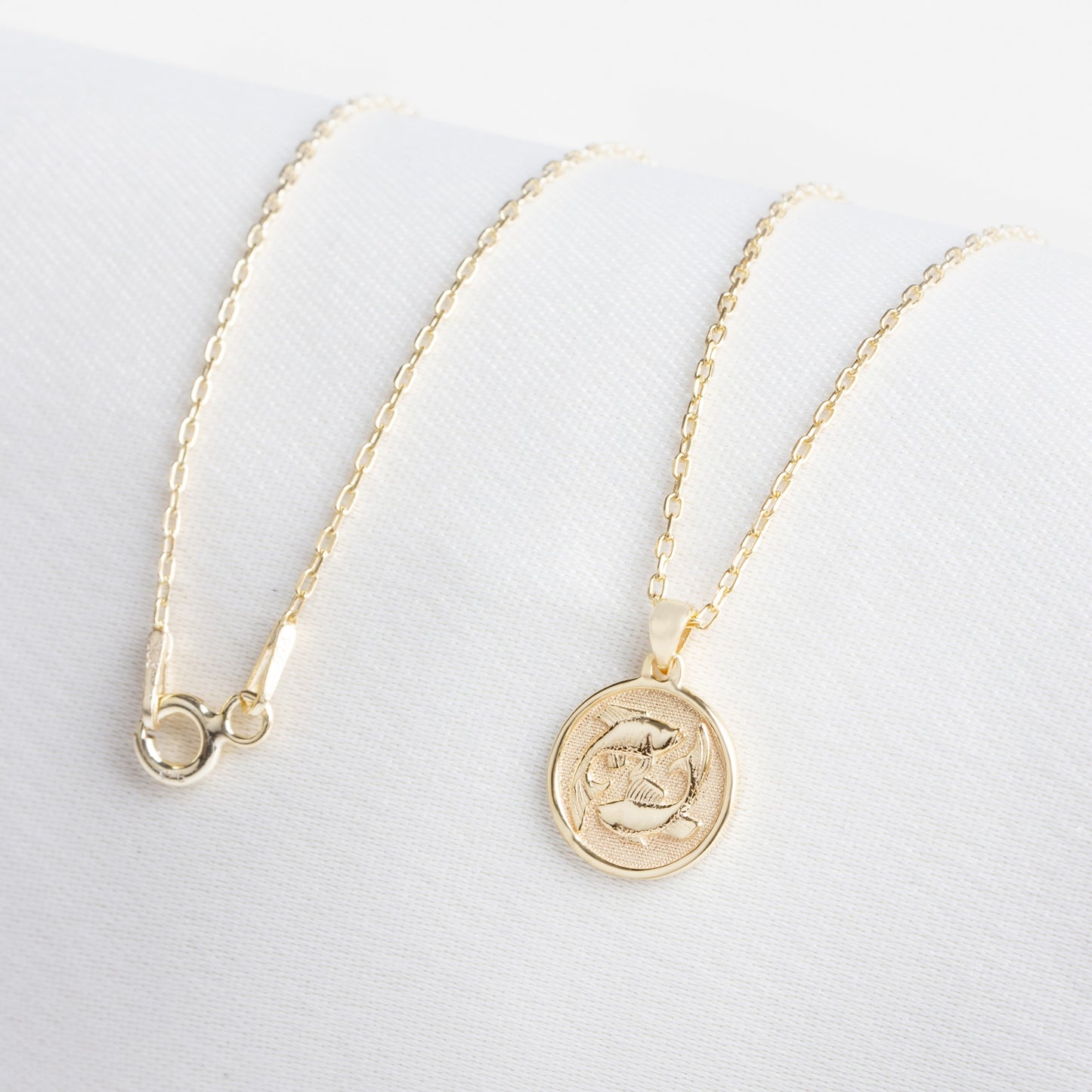 Pisces Zodiac Necklace in 14K Solid Gold | Astrological Pendant