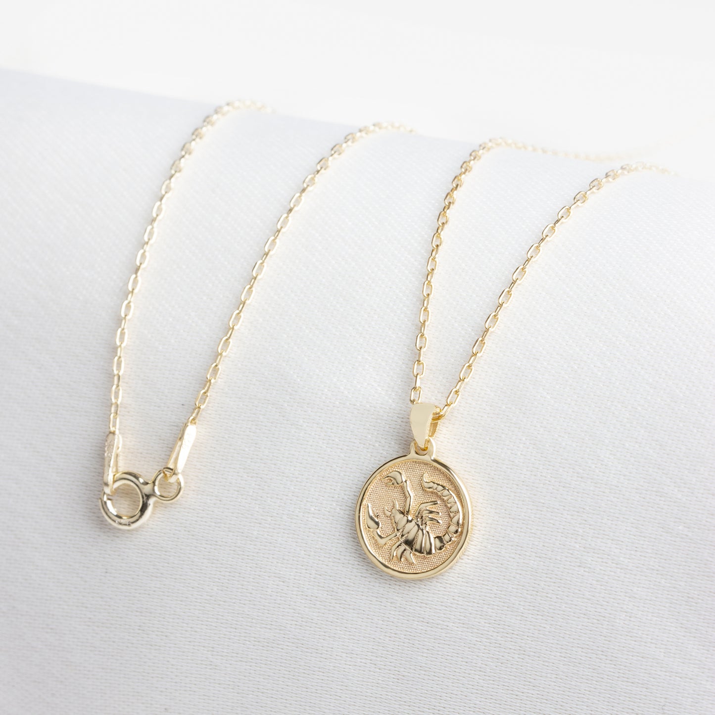 Scorpio Zodiac Necklace in 14K Solid Gold | Astrological Pendant