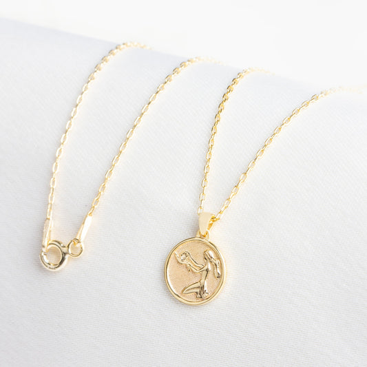 Virgo Zodiac Necklace in 14K Solid Gold | Astrological Pendant