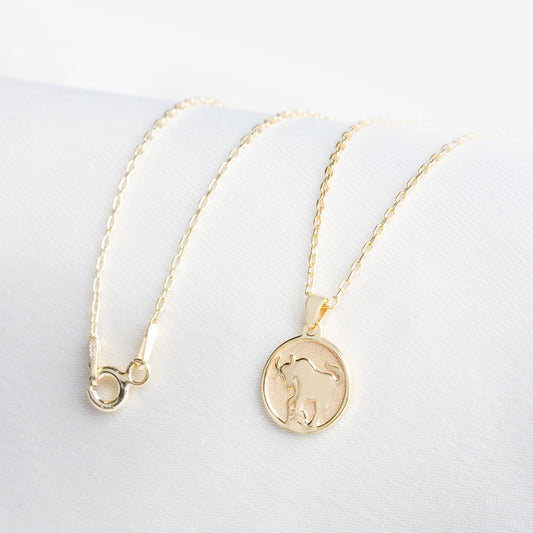 Taurus Zodiac Necklace in 14K Solid Gold | Astrological Pendant