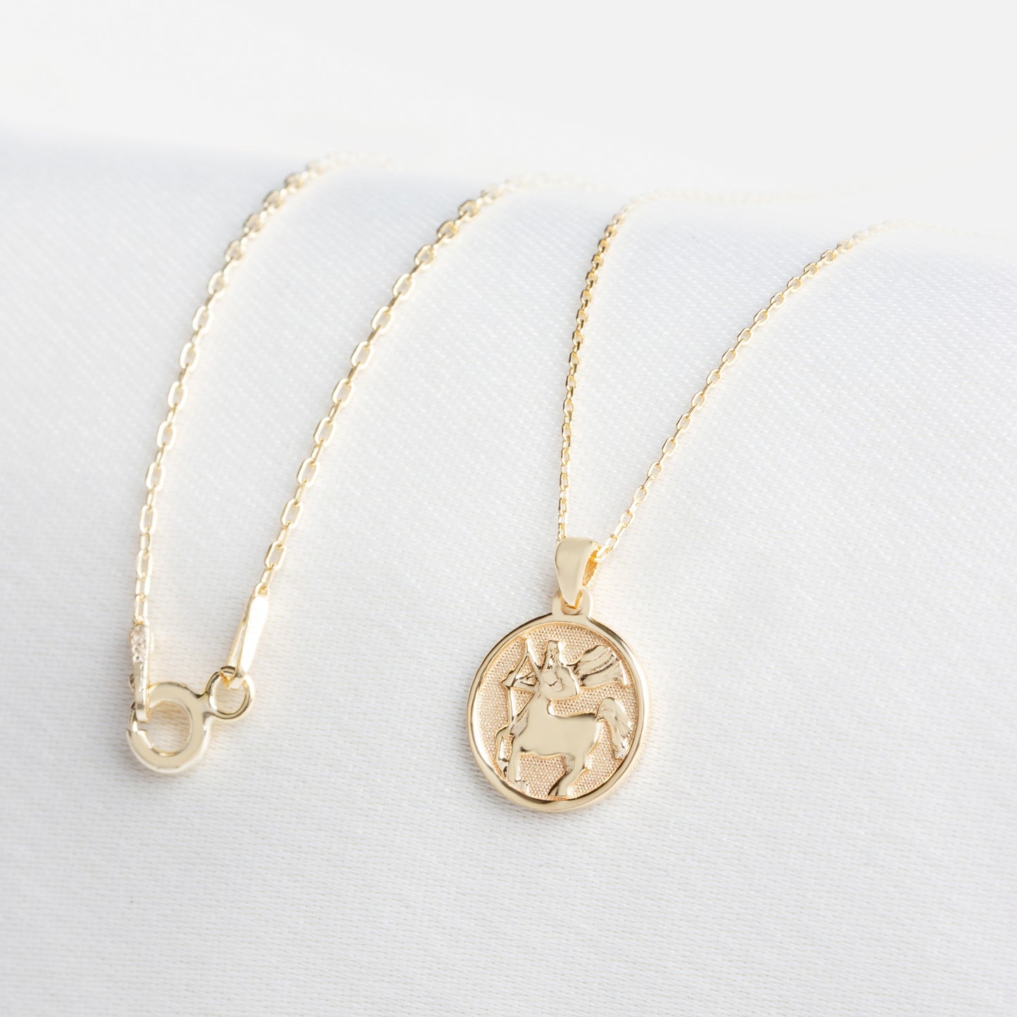 Sagittarius Zodiac Necklace in 14K Solid Gold | Astrological Pendant